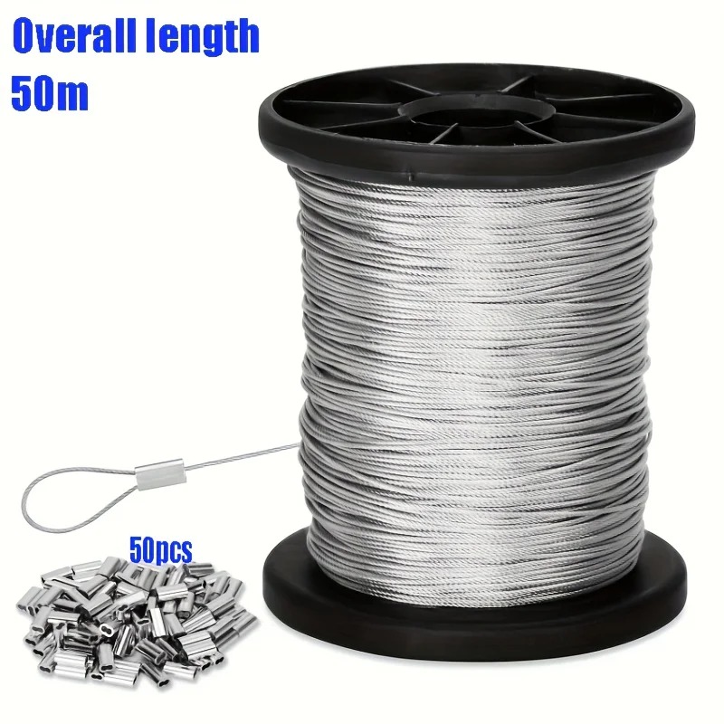 Outdoor Furniture Rope - 50m Wytrzymała linka stalowa ze stali